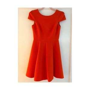 Anthropologie 4C quilted Cap Sleeve Hot Orange Dress Size 0